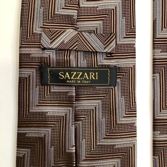 2/$30 VINTAGE Brown Woven Italian Silk Tie Eclectic Grandpa Style - Picture 8 of 11